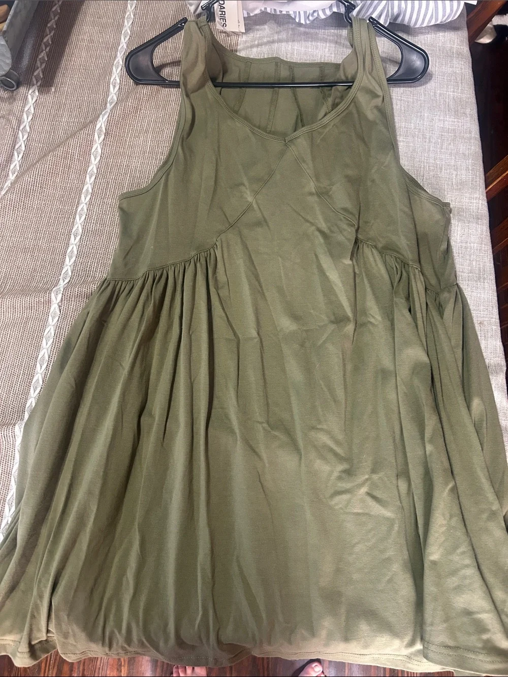 Aritzia Olive Green Sleeveless Mini Dress